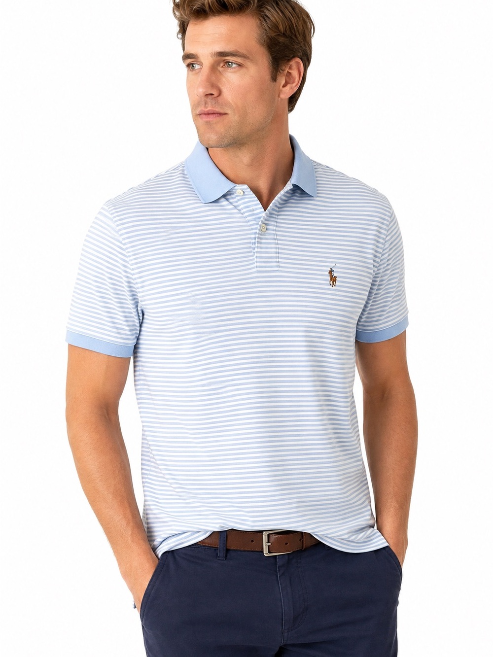 Polo Ralph Lauren Classic Fit Striped Polo Shirt Blue White Men’s Medium